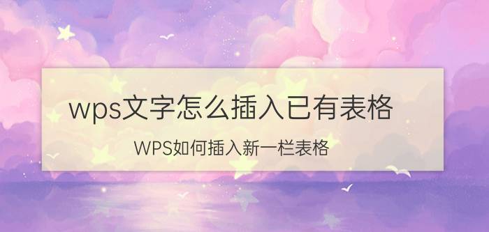 wps文字怎么插入已有表格 WPS如何插入新一栏表格？